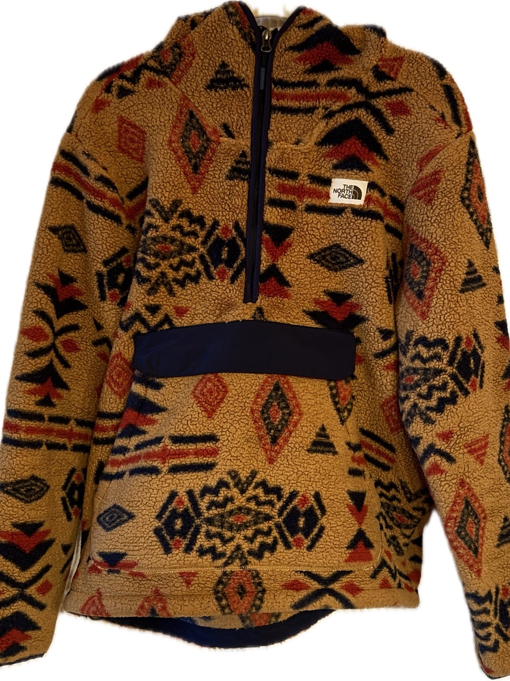 The North Face Men’s Tan Patterned Sherpa Half-Zip Pullover